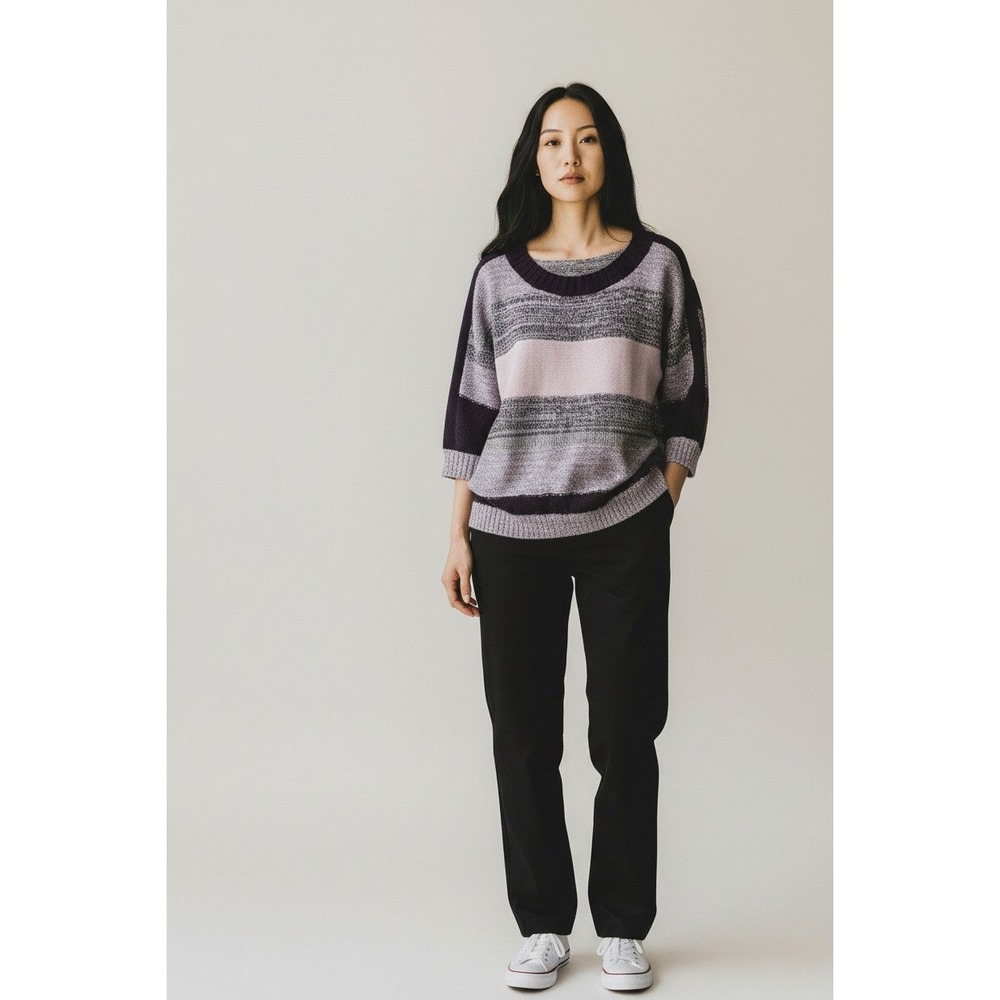 Soho Jeans Tunic Sweater Womens Sequin Striped Pullover Medium Cabincore Grandma